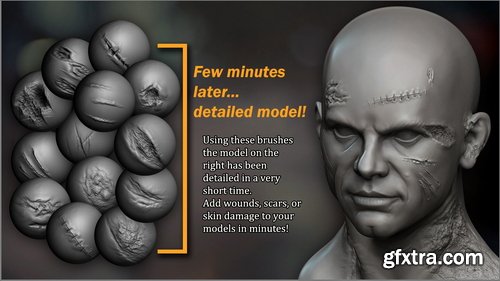 Artstation - Wounds and Scars Maker: 300 ZBrush Brushes And 60 Alphas