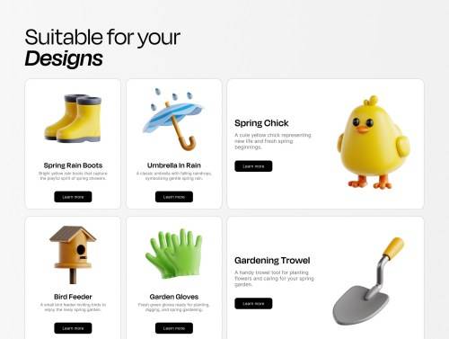 'Happy Spring 3D Icon Set'