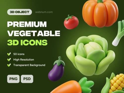 'Premium Vegetable 3D icons'