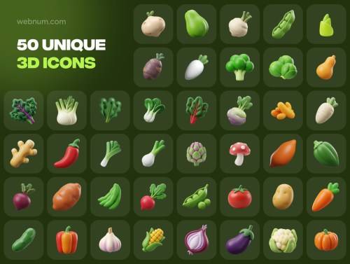 'Premium Vegetable 3D icons' 'Premium Vegetable 3D icons'