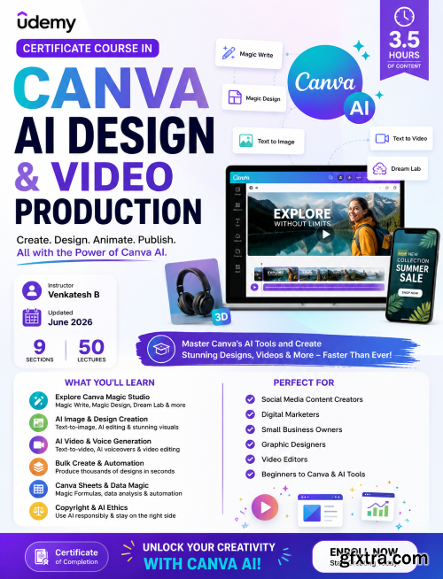Udemy - Certificate course in Canva AI Design and Video Production