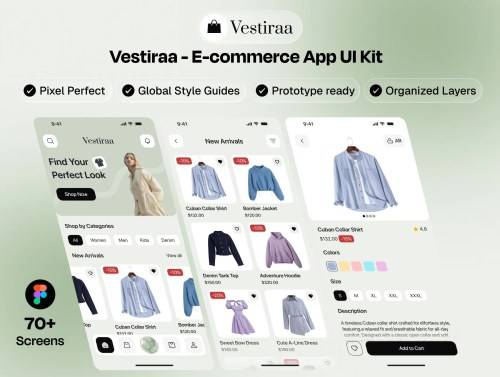 'Vestiraa – Fashion E-Commerce App UI Kit' 'Vestiraa – Fashion E-Commerce App UI Kit'