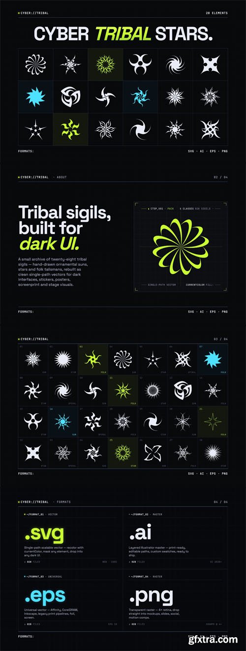 Cyber Tribal Stars - Vector Elements