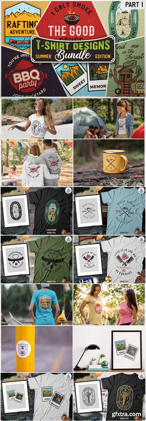 T-Shirt Designs Bundle - Retro Summer Vintage Collection