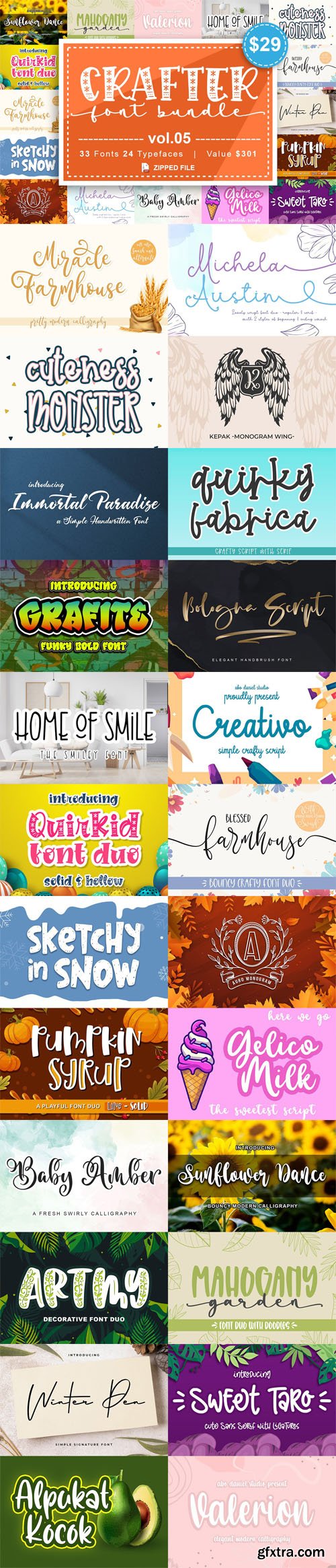 Crafter Font Bundle Vol.5 - 33 Premium Fonts