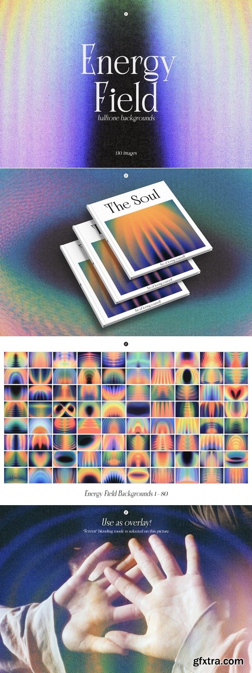 Energy Field Halftone Backgrounds - Vintage Motion