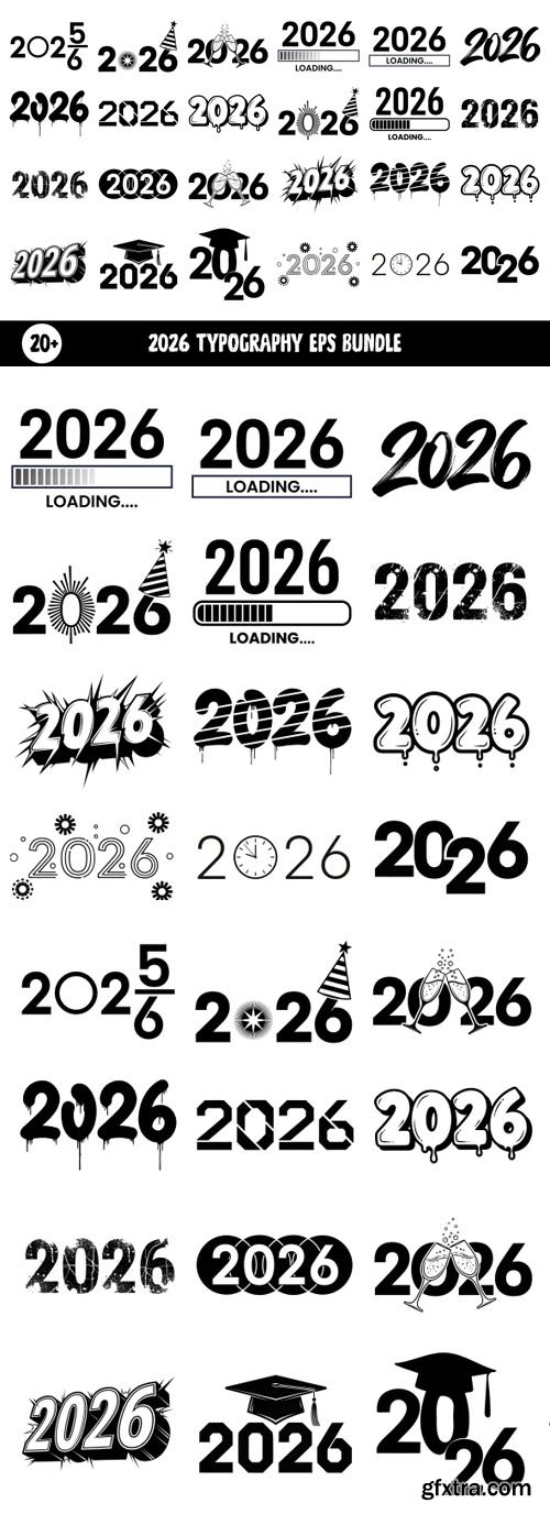 New Year & Graduation - 2026 Typography Vector Bundle