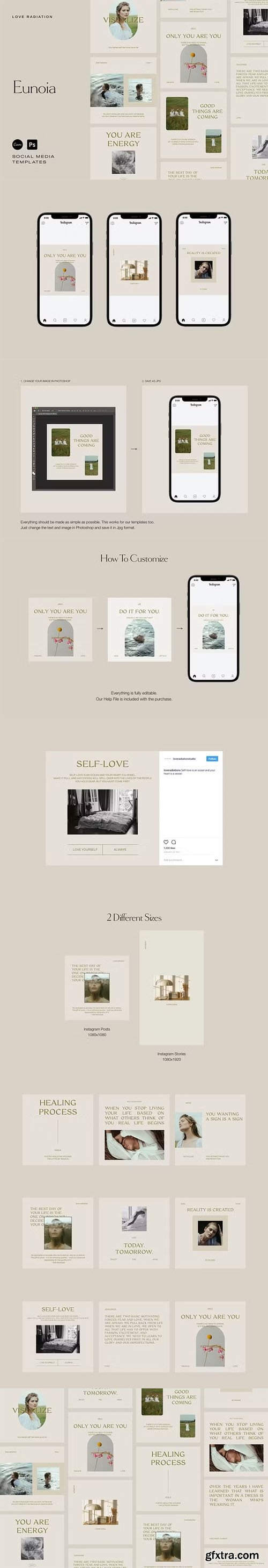 Eunoia - Minimalist Social Media Templates Posts [PSD/CANVA]
