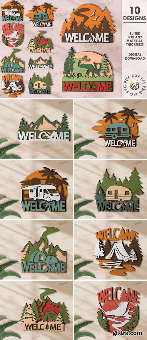 Travel Wall Decor Signs - Laser Cut Vector Bundle
