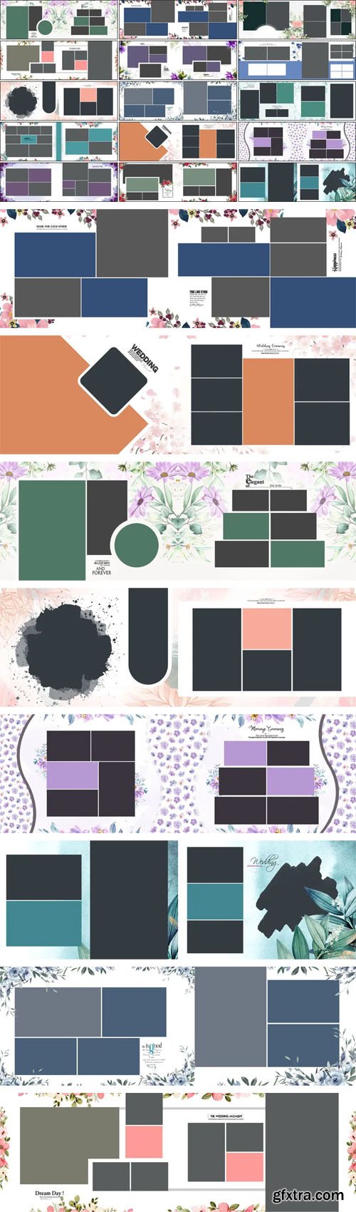 15 Floral [12x36] Wedding Album Design PSD Templates