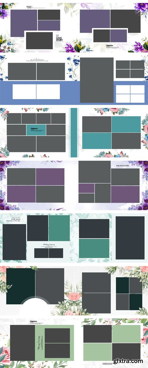 15 Floral [12x36] Wedding Album Design PSD Templates