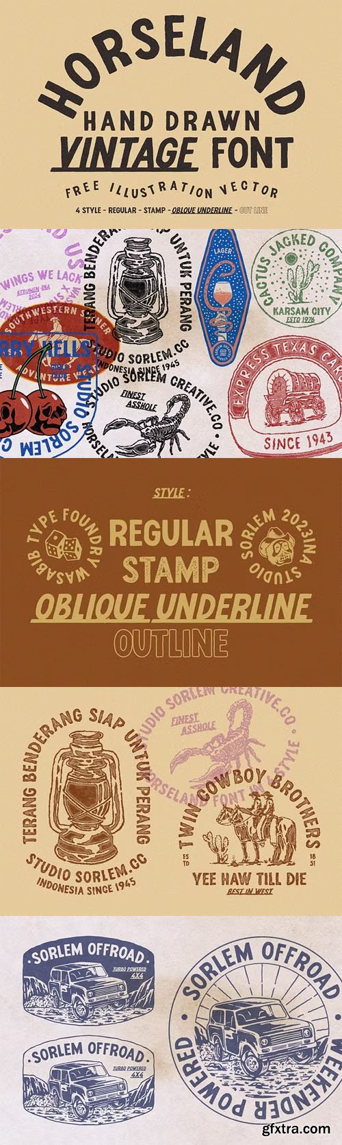 Horseland - Illustration Vectors [+Fonts]