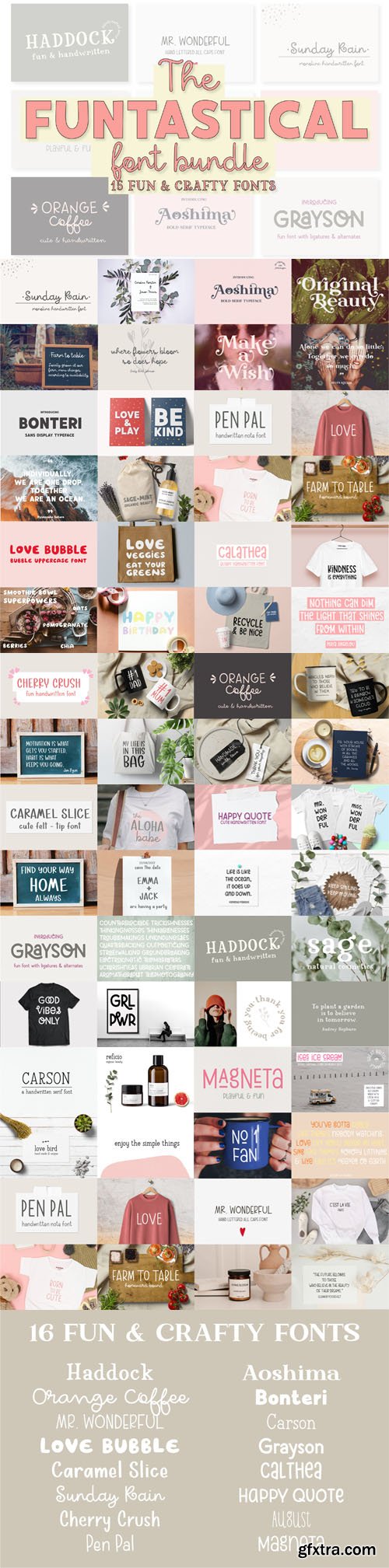 The Funtastical Font Bundle - 16 Fun & Crafty Premium Fonts