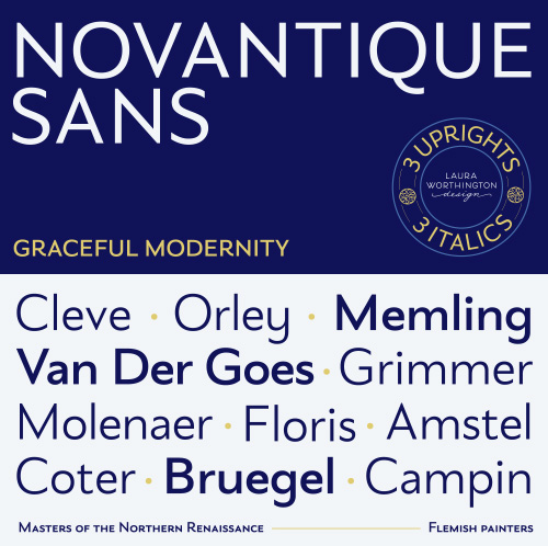 Novantique Sans - 6 Styles Font Family by Laura Worthington