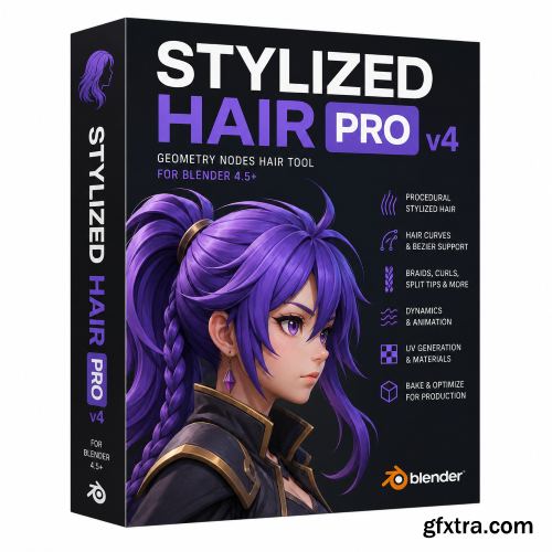 Stylized Hair PRO v4.2.1​ for Blender