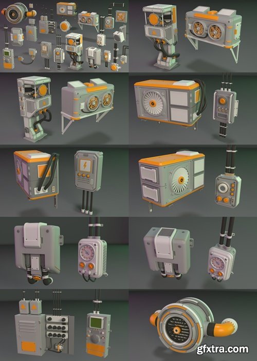 Artstation - Wall Electric Props 1 - 20 pieces