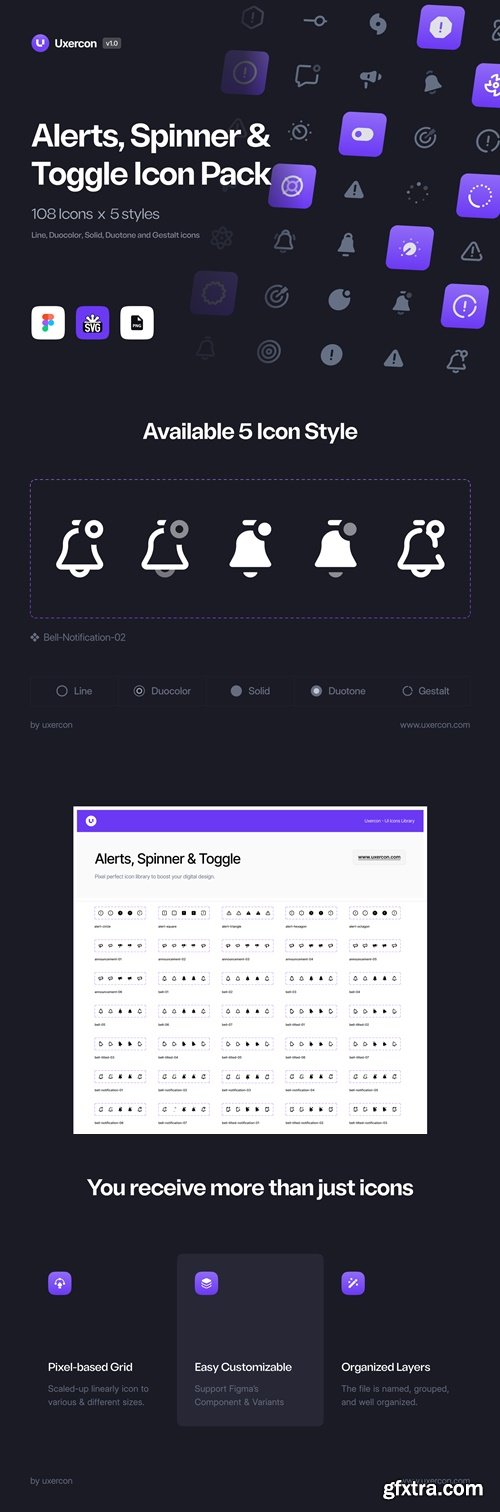 Alert, Spinner & Toggle - Uxercon Icon Pack