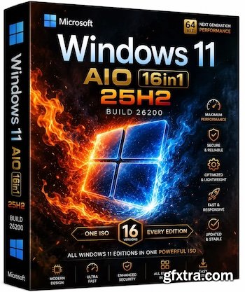 Windows 11 Aio 16in1 25H2 Build 26200.9168