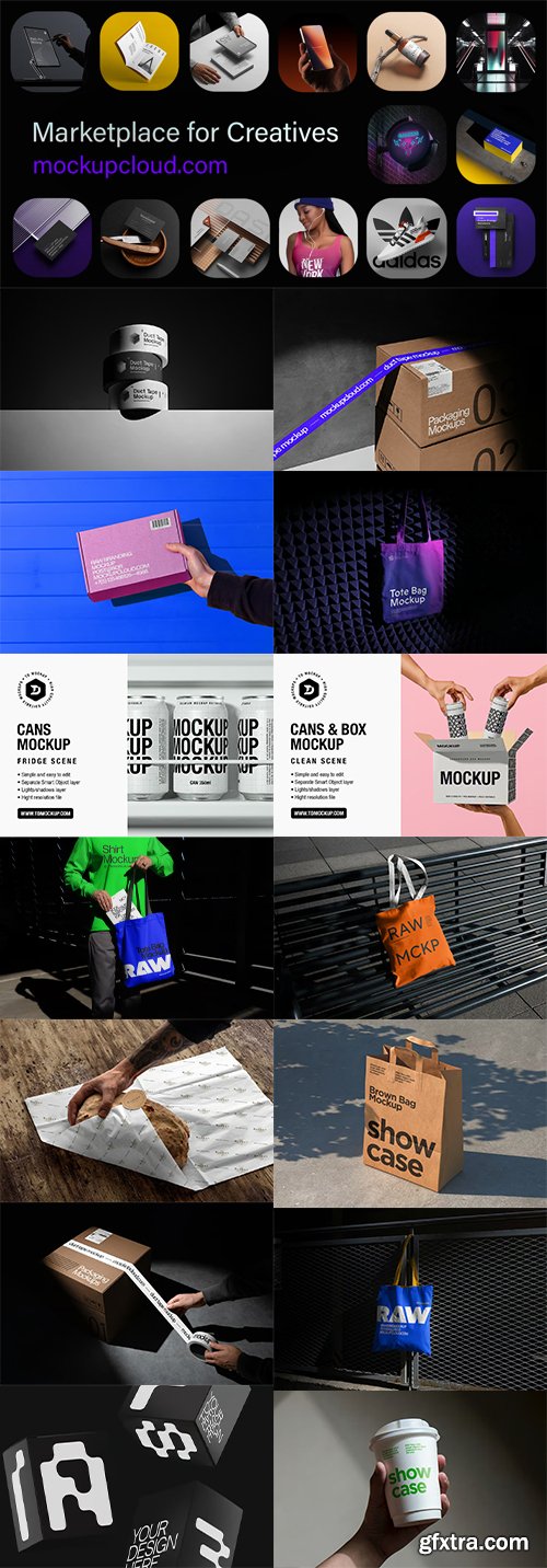 MockupCloud - Scene Mockups - Packaging Mockups All Products
