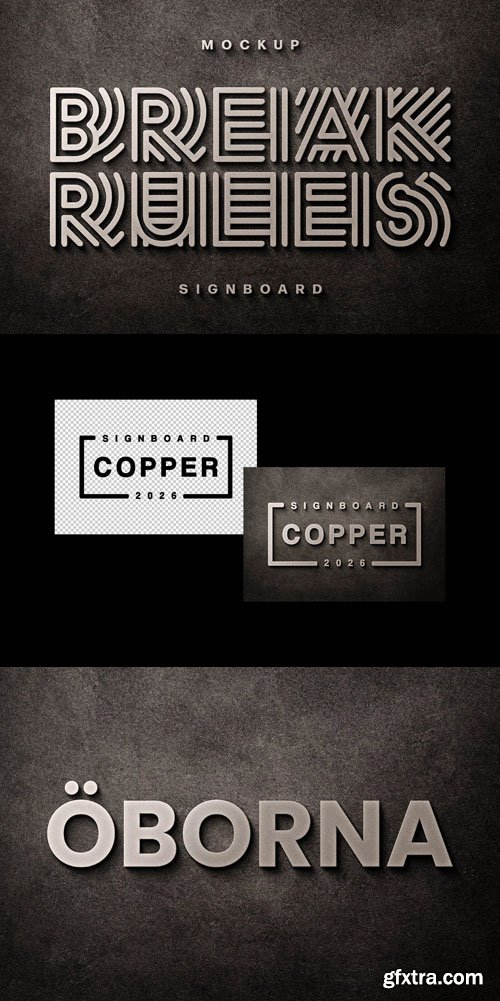 Copper Signboard Logo PSD Mockup Template