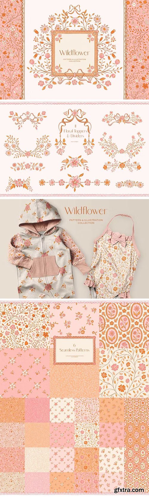 Wildflower Patterns & Illustrations [PNG/JPG]