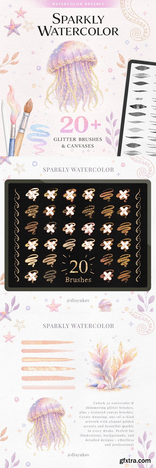 Sparkly Watercolor Brushes for Procreate Sparkly Watercolor Brushes for Procreate