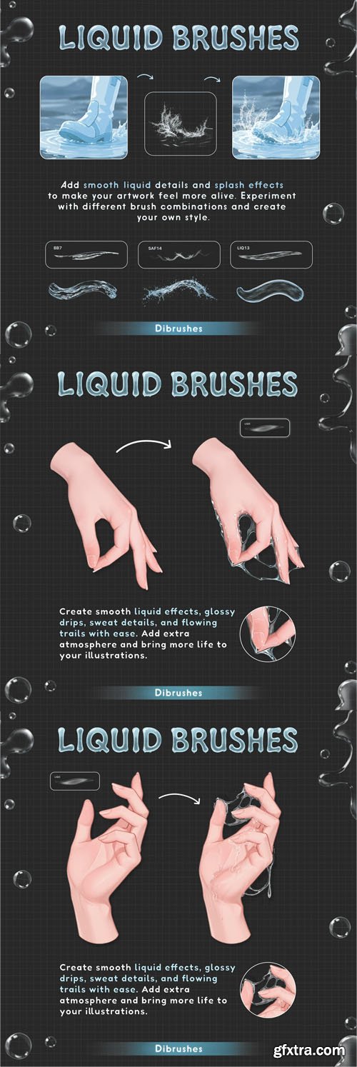 White Liquid Brushes for Procreate White Liquid Brushes for Procreate