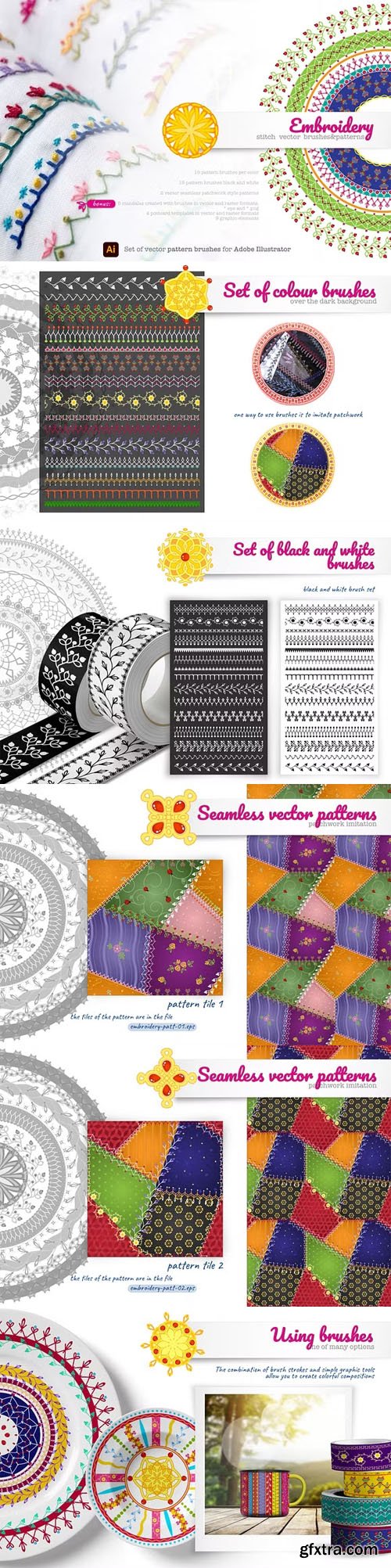 Embroidery - Stitch Vector Brushes & Pattern Embroidery - Stitch Vector Brushes & Pattern