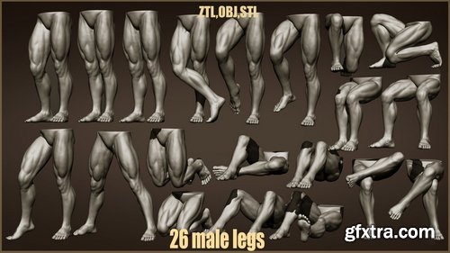 Artstation - 26 Male leg poses ZTL+OBJ+STL