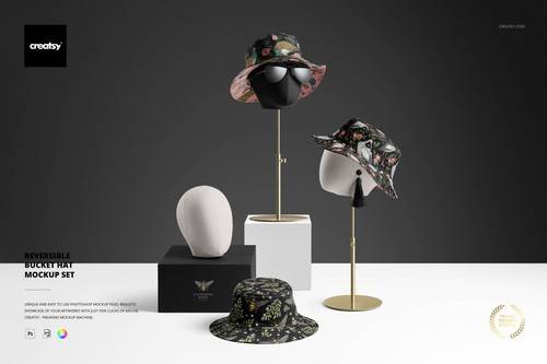 'Creatsy - Reversible Bucket Hat Mockup Set'