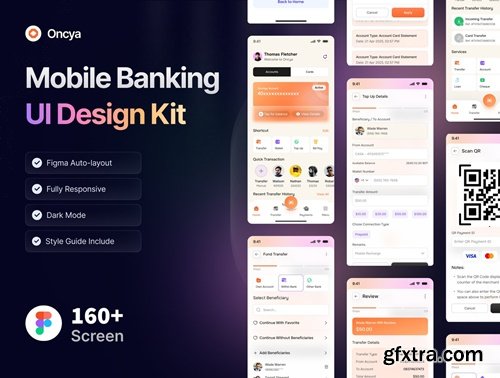 Oncya - Mobile Banking App UI Design Kit