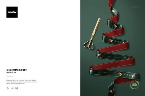 'Creatsy - Christmas Ribbon Mockup'