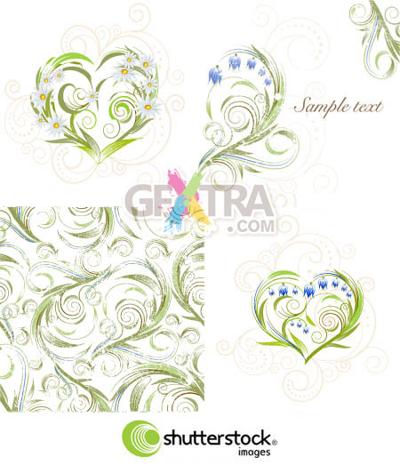 Shutterstock Floral Background and Valentine Hearts