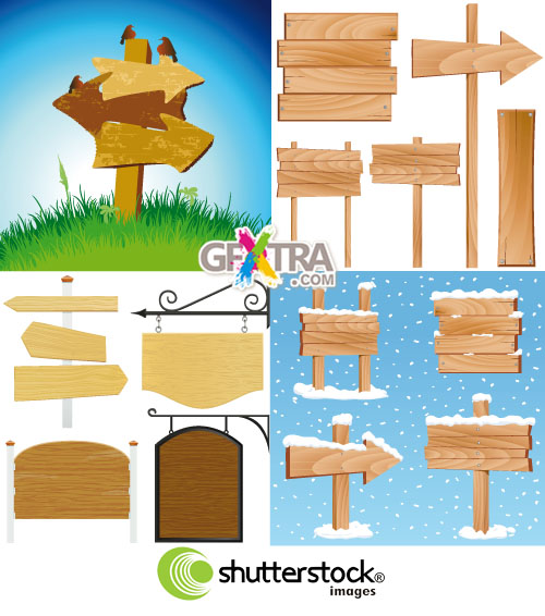 Shutterstock Wooden Sign in Vector
