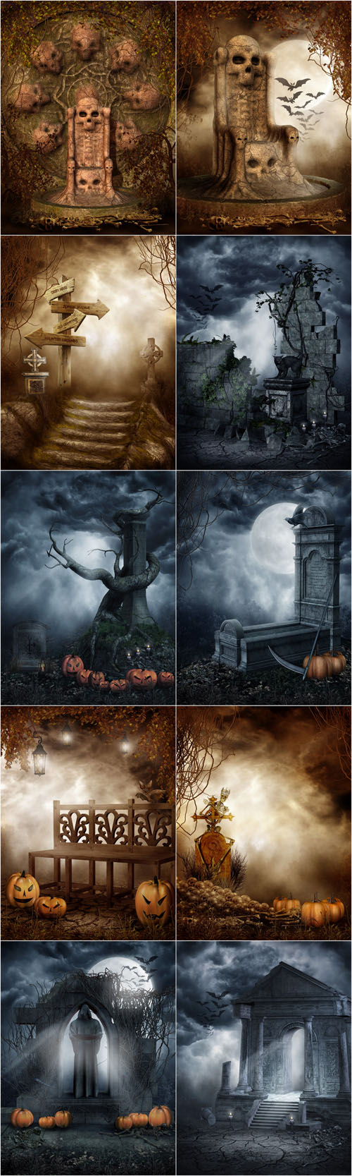 Wicked Halloween Backgrounds 10xJPG