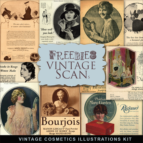 Scrap-kit - Vintage Cosmetic Illustrations #2