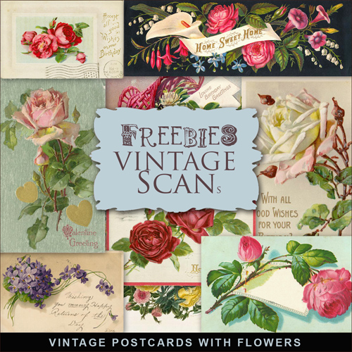 Scrap-kit - Vintage Postcards With Flowers #1