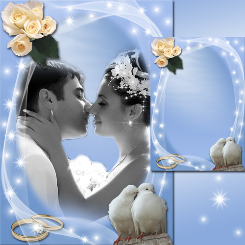 Wedding Photoframe with doves - Tenderness