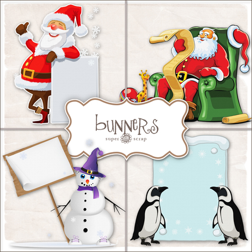 Scrap-kit - Christmas And New Year 2012 Bunners Images Cliparts