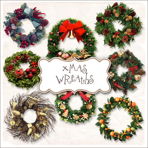 Scrap-kit - Christmas And New Year 2012 Wreaths Collection Images