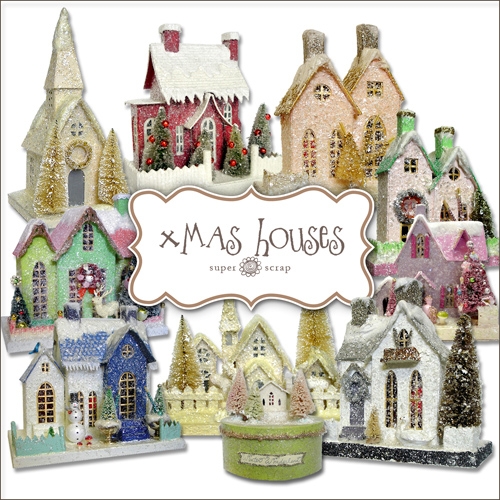 Scrap-kit - Houses PNG Cliparts For Christmas And New Year 2012 Design