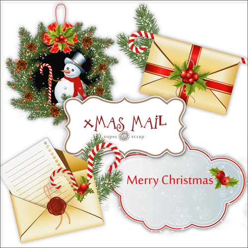 Scrap-kit - Christmas And New Year 2012 Mail PNG Cliparts For Design