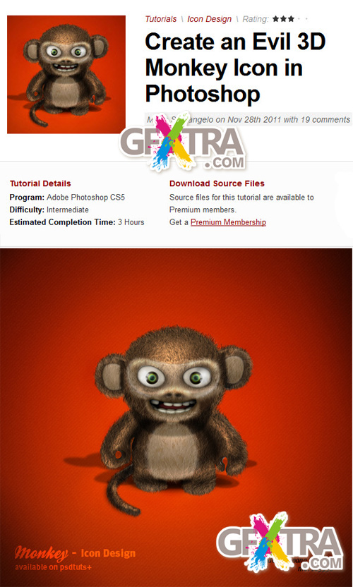 PSD Tuts+ Create an Evil 3D Monkey Icon in Photoshop 