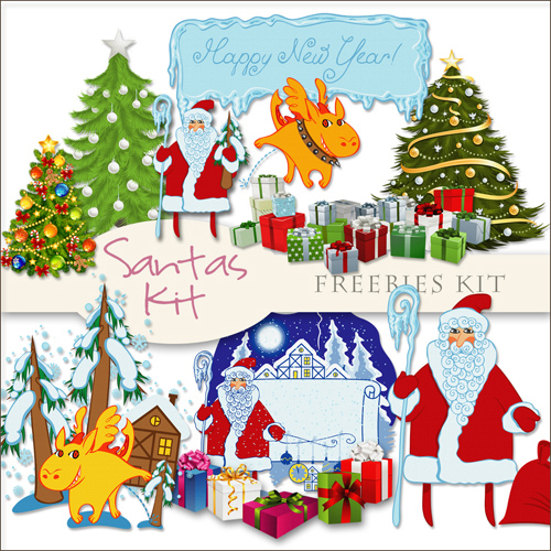 Scrap-kit - Christmas And New Year 2012 Decor Images Cliparts Mix 5 - Santas Kit