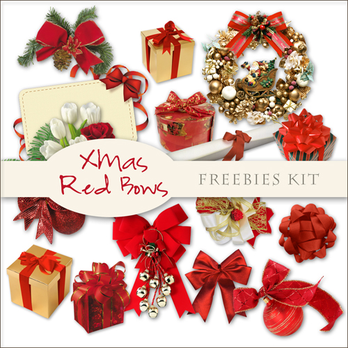 Scrap-kit - Christmas And New Year 2012 Decor Images Cliparts Mix 6 - Red Bows