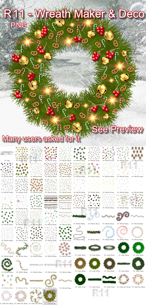 Scrap-kit - Wreath Maker And Christmas Decor PNG Cliparts Mix
