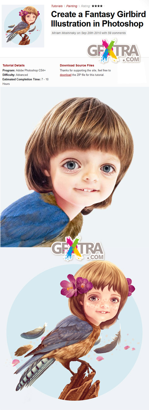 PSD Tuts+ Create a Fantasy Girlbird Illustration in Photoshop 