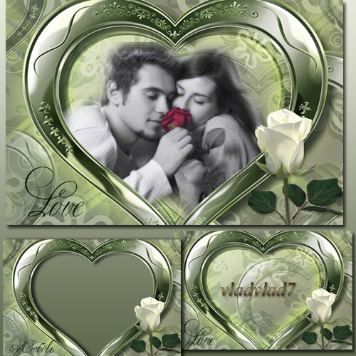 Romantic Photoframe with white rose
