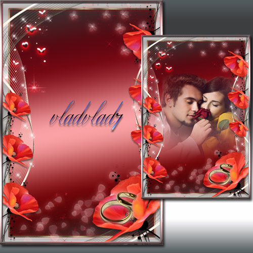 Romantic Photoframe with poppies