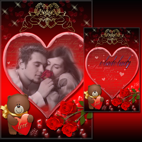 Romantic Photoframe with roses and Angels
